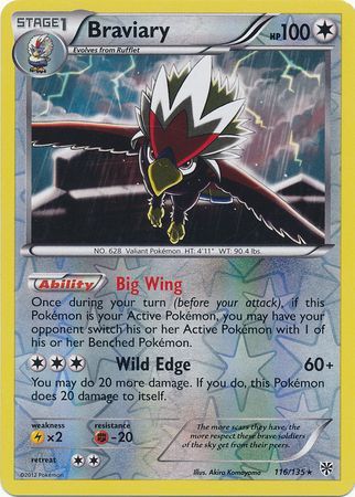 Braviary - 116/135 - Rare - Reverse Holo | BW Plasma Storm