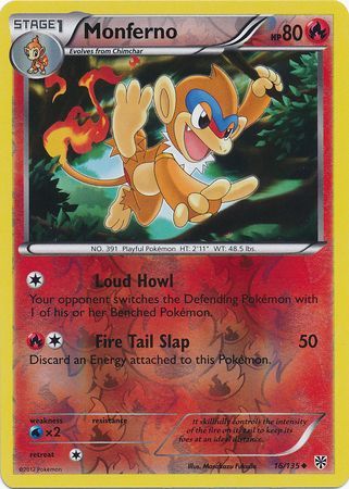 Monferno - 16/135 - Uncommon - Reverse Holo | BW Plasma Storm