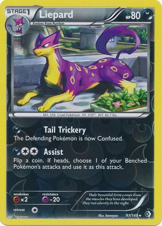 Liepard - 91/149 - Holo Rare - Reverse Holo | BW - Boundaries Crossed