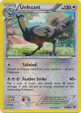 Unfezant - 82/98 - Rare - Reverse Holo | Emerging Powers