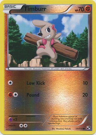 Timburr - 59/114 - Common - Reverse Holo | Black and White