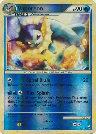 Vaporeon - 52/95 - Uncommon - Reverse Holo | Call of Legends