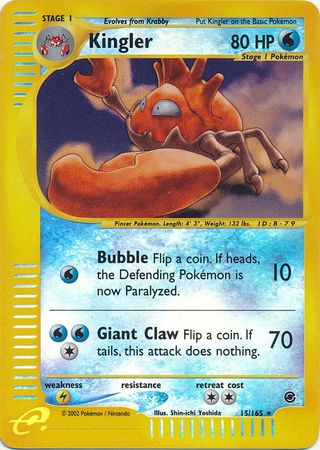 Kingler - 15/165 - Holo Rare - Reverse Holo | Expedition