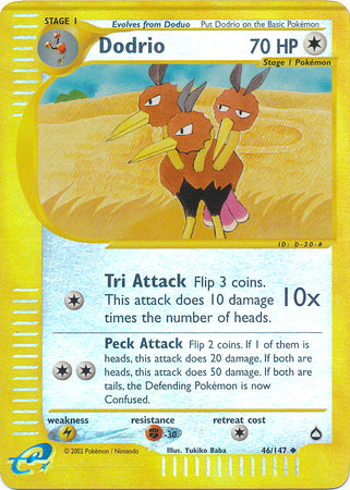 Dodrio - 46/147 - Uncommon - Reverse Holo | Aquapolis
