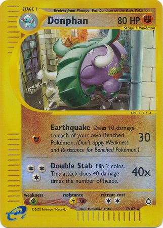 Donphan - 7/147 - Rare - Reverse Holo | Aquapolis