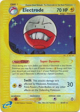 Electrode - 8/147 - Rare - Reverse Holo | Aquapolis