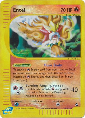 Entei - 10/147 - Rare - Reverse Holo | Aquapolis