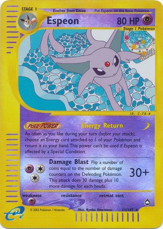 Espeon - 11/147 - Rare - Reverse Holo | Aquapolis