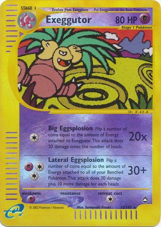 Exeggutor - 13/147 - Rare - Reverse Holo | Aquapolis