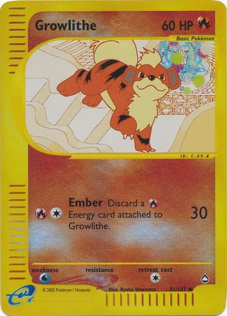 Growlithe - 51/147 - Uncommon - Reverse Holo | Aquapolis