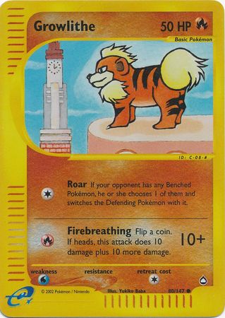Growlithe - 80/147 - Common - Reverse Holo | Aquapolis