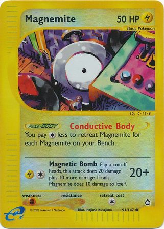 Magnemite - 91/147 - Common - Reverse Holo | Aquapolis