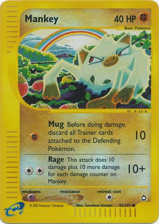 Mankey - 92/147 - Common - Reverse Holo | Aquapolis