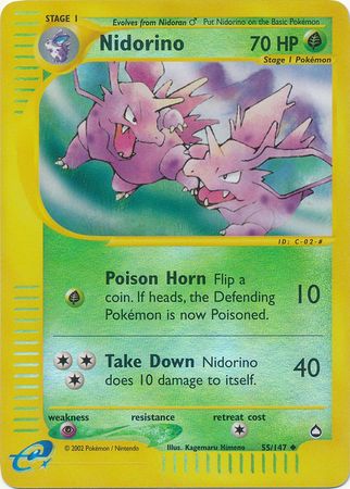 Nidorino - 55/147 - Uncommon - Reverse Holo | Aquapolis