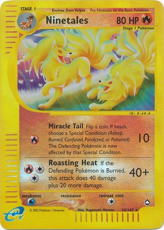 Ninetales - 25/147 - Rare - Reverse Holo | Aquapolis
