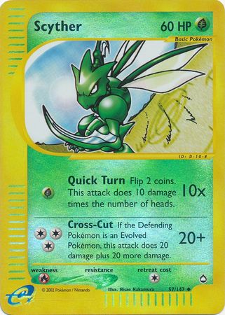 Scyther - 57/147 - Uncommon - Reverse Holo | Aquapolis