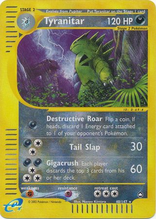 Tyranitar - 40/147 - Rare - Reverse Holo | Aquapolis