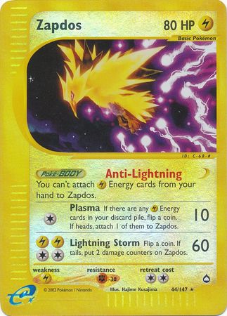 Zapdos - 44/147 - Rare - Reverse Holo | Aquapolis