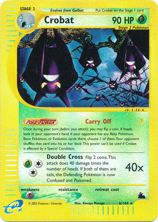 Crobat - 6/144 - Rare - Reverse Holo | Skyridge