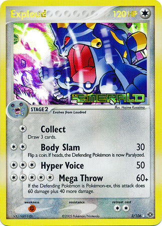 Exploud - 3/106 - Holo Rare - Reverse Holo | EX Emerald