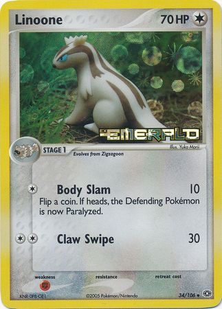 Linoone - 34/106 - Uncommon - Reverse Holo | EX Emerald