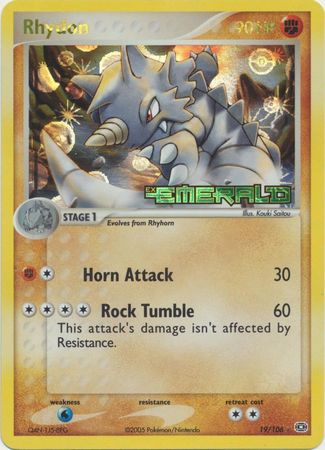 Rhydon - 19/106 - Rare - Reverse Holo | EX Emerald