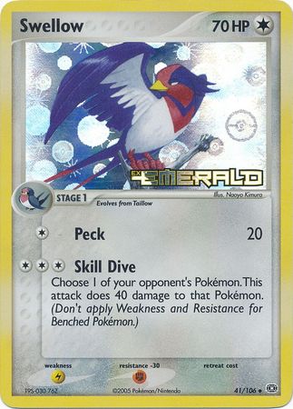 Swellow - 41/106 - Uncommon - Reverse Holo | EX Emerald