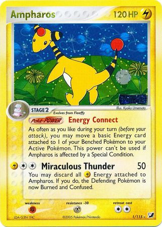 Ampharos - 1/115 - Holo Rare - Reverse Holo | EX Unseen Forces