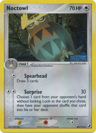 Noctowl - 43/115 - Uncommon - Reverse Holo | EX Unseen Forces