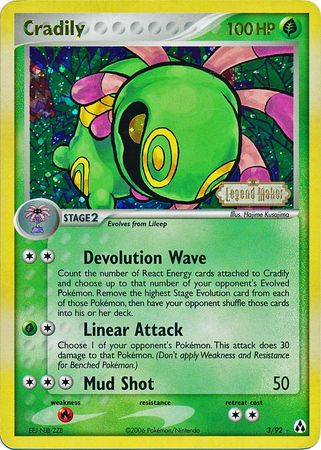 Cradily - 3/92 - Holo Rare - Reverse Holo | EX Legend Maker
