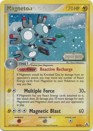 Magneton - 22/92 - Rare - Reverse Holo | EX Legend Maker