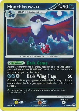Honchkrow - 10/123 - Holo Rare - Reverse Holo | Mysterious Treasures