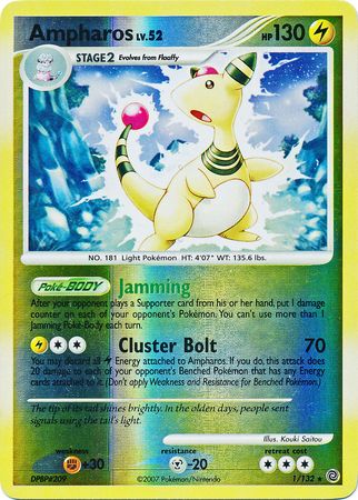 Ampharos - 1/132 - Holo Rare - Reverse Holo | Secret Wonders