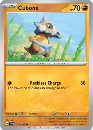 Cubone - 072/142 - Common - Reverse Holo | SV - Stellar Crown