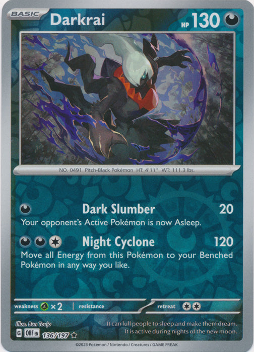 Darkrai - 136/197 - Rare - Reverse Holo | SV - Obsidian Flames