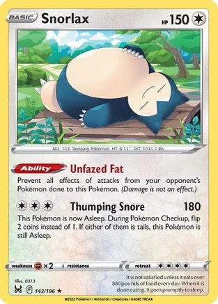 Snorlax - 143/196 - Holo Rare | SWSH - Lost Origin