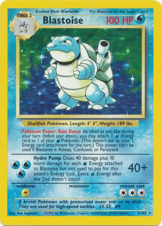 Blastoise - 2/102 - Holo Rare - Unlimited Edition | Base Set