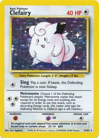 Clefairy - 5/102 - Holo Rare - Unlimited Edition | Base Set