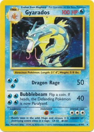 Gyarados - 6/102 - Holo Rare - Unlimited Edition | Base Set