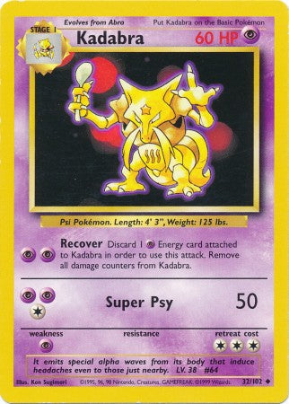 Kadabra - 32/102 - Uncommon - Unlimited Edition | Base Set