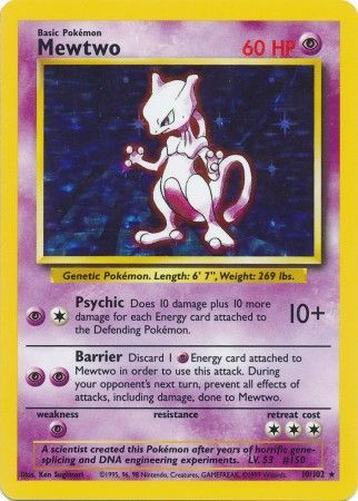 Mewtwo - 10/102 - Holo Rare - Unlimited Edition | Base Set