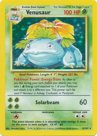 Venusaur - 15/102 - Holo Rare - Unlimited Edition | Base Set