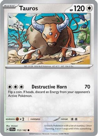 Tauros - 112/142 - Common - Reverse Holo | SV - Stellar Crown