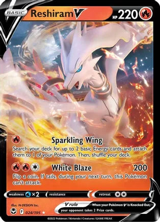 Reshiram V - 024/195 - Ultra Rare | SWSH - Silver Tempest