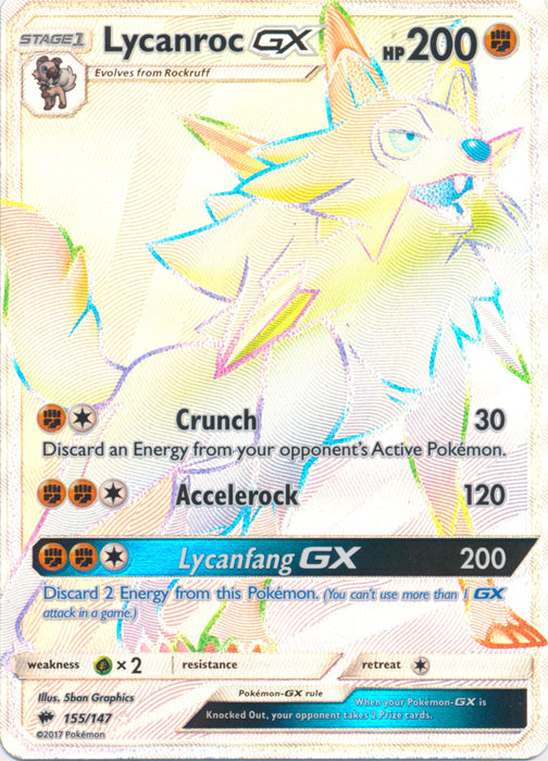 Lycanroc GX - 155/147 - Secret Rare | SM -  Burning Shadows