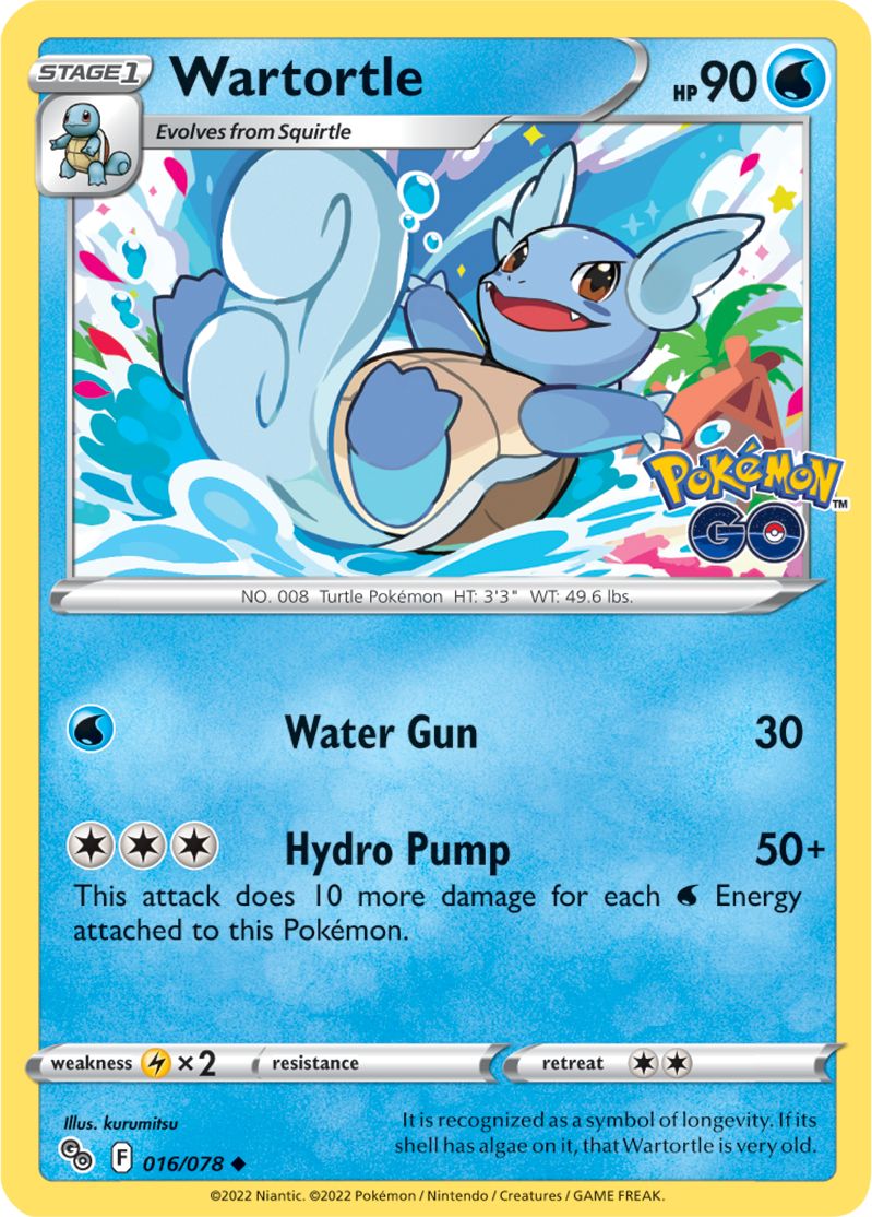 Wartortle - 016/078 - Uncommon - Reverse Holo | Pokemon Go