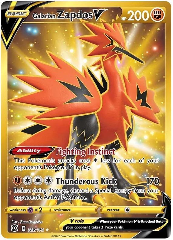 Galarian Zapdos V - 182/172 - Secret Rare | SWSH - Brilliant Star