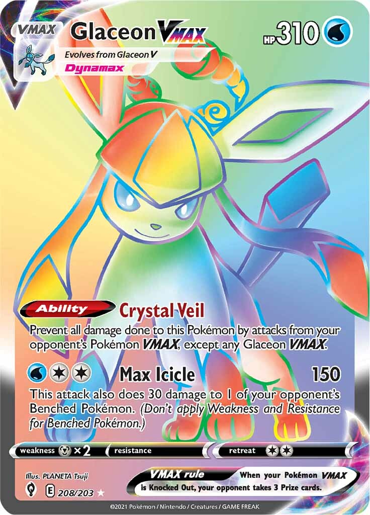 Glaceon VMAX - 208/203 - Secret Rare | SWSH - Evolving Skies