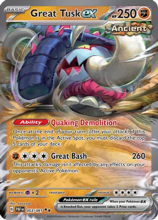Great Tusk ex - 053/091 - Double Rare | SV - Paldean Fates