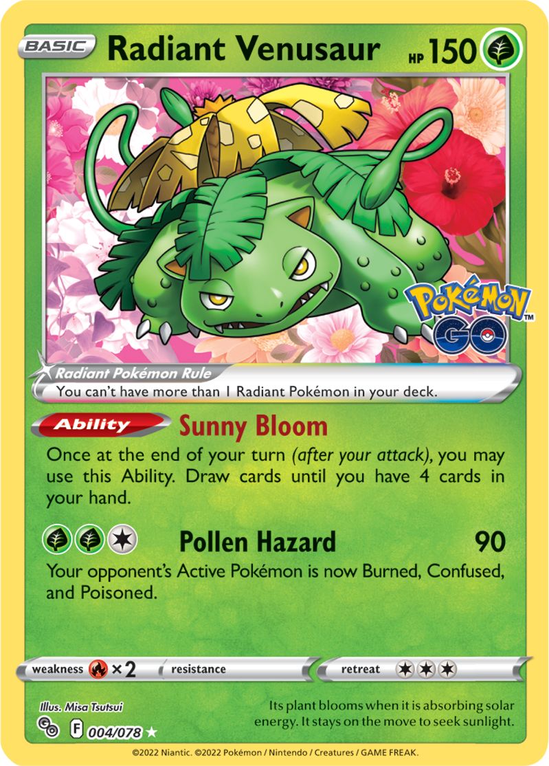 Radiant Venusaur - 004/078 - Radiant Rare | Pokemon Go
